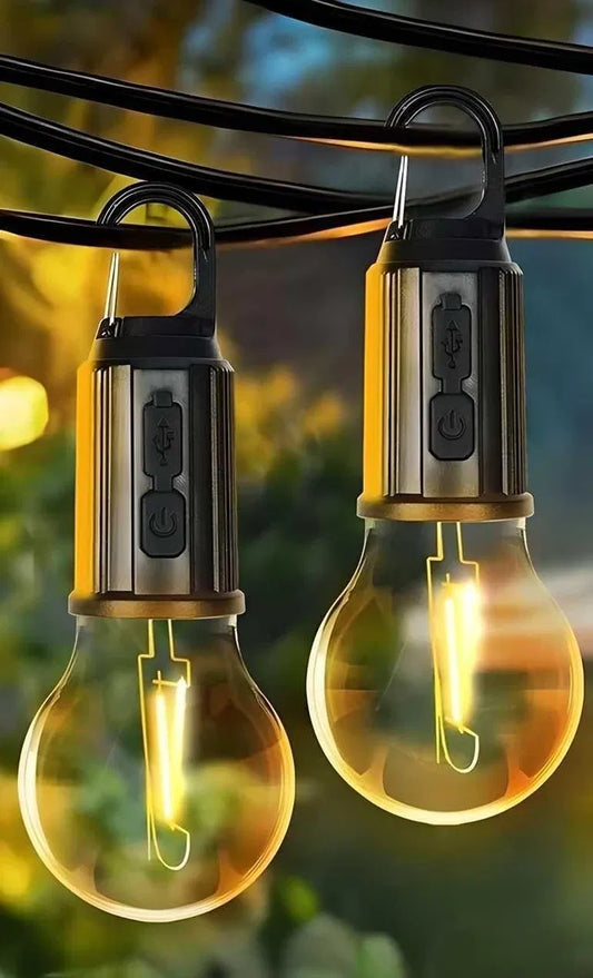 Decorative, Rechargeable Hanging Bulb with 3 Modes, Tent Lamp for Camping, Pack of 2